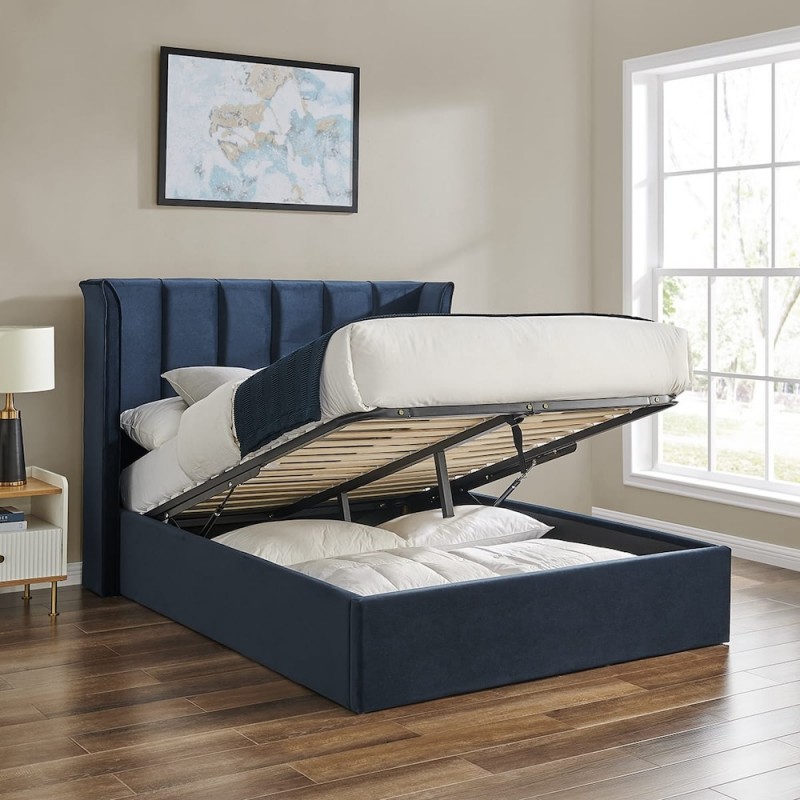 LL Polaris Navy 4ft6 Double Ottoman Bed Frame